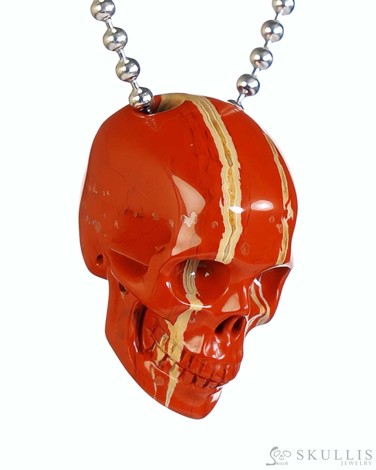 Gem Skull Pendant Necklace of Clear Quartz Carved Hollow Skull with 925 Silver Chain - S0001807 Skull Pendants