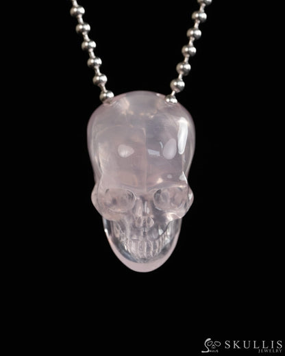 Hollow Essence - Gem Skull Pendant Necklace of Rose Quartz Carved Hollow Skull - Y9900316 - Skull Pendants