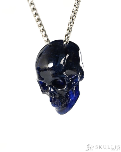 Hollow Essence - Gem Skull Pendant Necklace of Sodalite Carved Hollow Skull - 9900504 - Skull Pendants