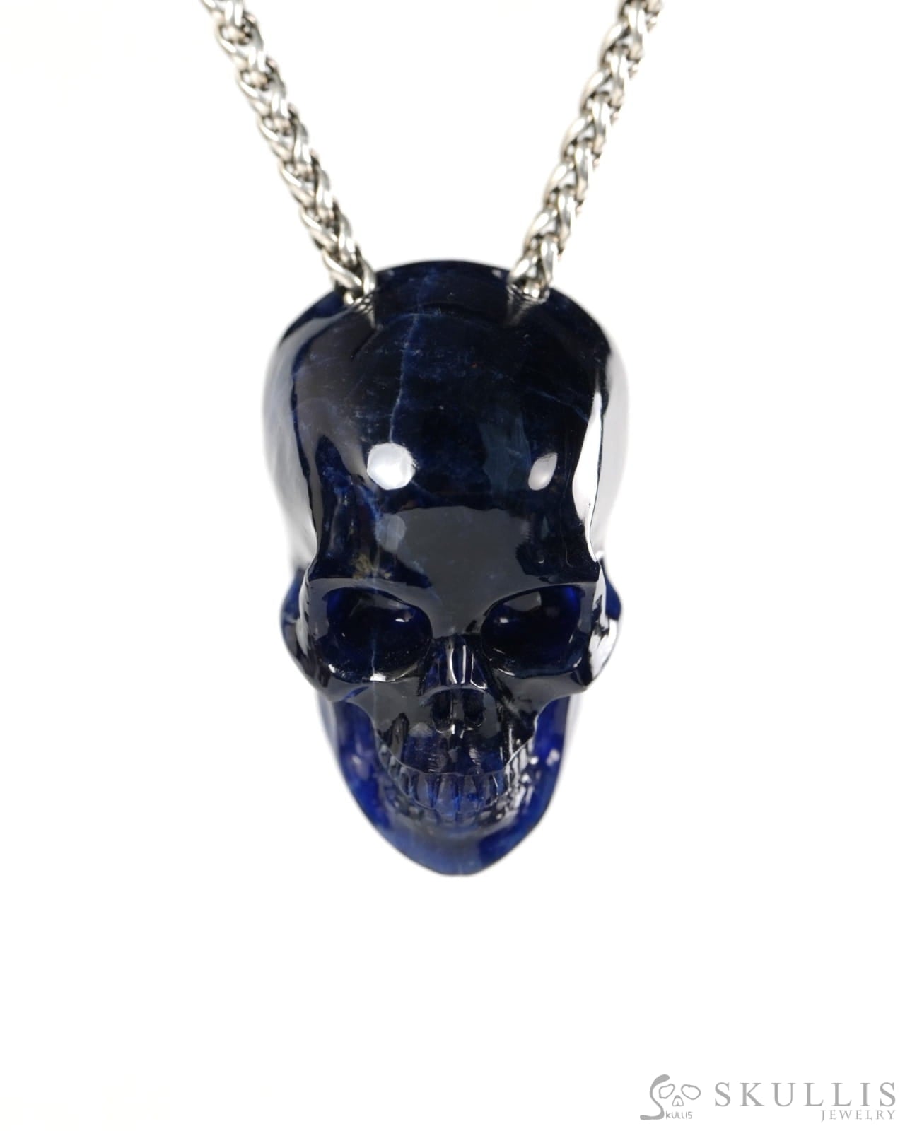 Hollow Essence - Gem Skull Pendant Necklace of Sodalite Carved Hollow Skull - 9900504 - Skull Pendants