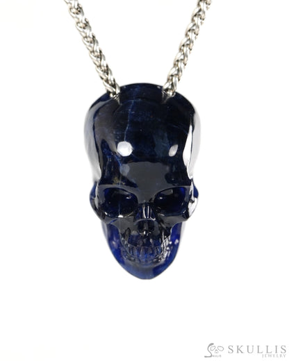 Hollow Essence - Gem Skull Pendant Necklace of Sodalite Carved Hollow Skull - 9900504 - Skull Pendants