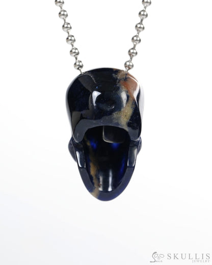 Hollow Essence - Gem Skull Pendant Necklace of Sodalite Carved Hollow Skull - ZR19900139 - Skull Pendants
