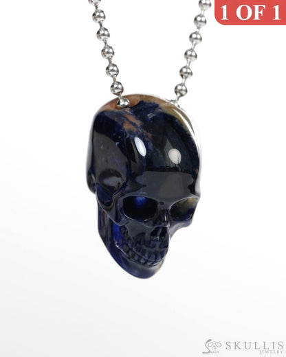 Hollow Essence - Gem Skull Pendant Necklace of Sodalite Carved Hollow Skull - ZR19900139 - Skull Pendants