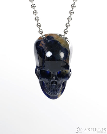 Hollow Essence - Gem Skull Pendant Necklace of Sodalite Carved Hollow Skull - ZR19900139 - Skull Pendants