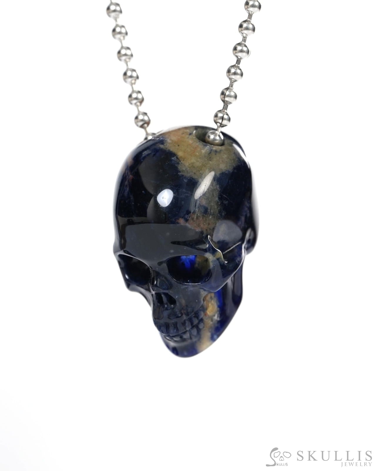 Hollow Essence - Gem Skull Pendant Necklace of Sodalite Carved Hollow Skull - ZR19900139 - Skull Pendants