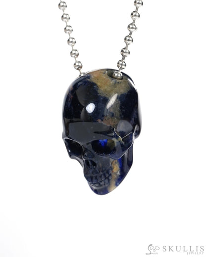Hollow Essence - Gem Skull Pendant Necklace of Sodalite Carved Hollow Skull - ZR19900139 - Skull Pendants