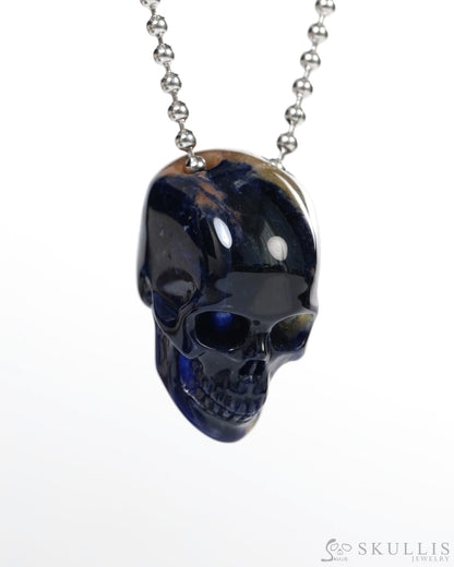 Hollow Essence - Gem Skull Pendant Necklace of Sodalite Carved Hollow Skull - ZR19900139 - Skull Pendants