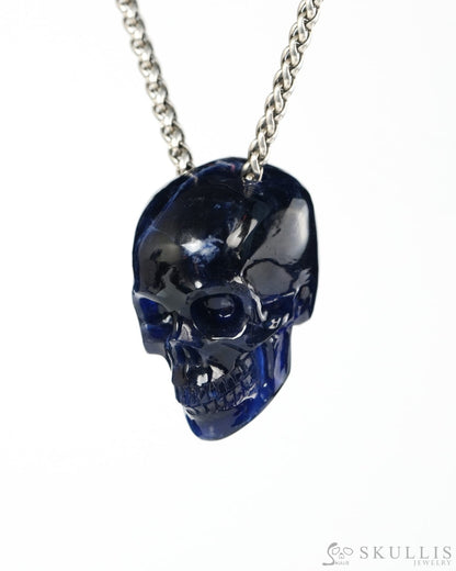 Hollow Essence - Gem Skull Pendant Necklace of Sodalite Hand Carved Hollow Skull - 9900546 - Skull Pendants