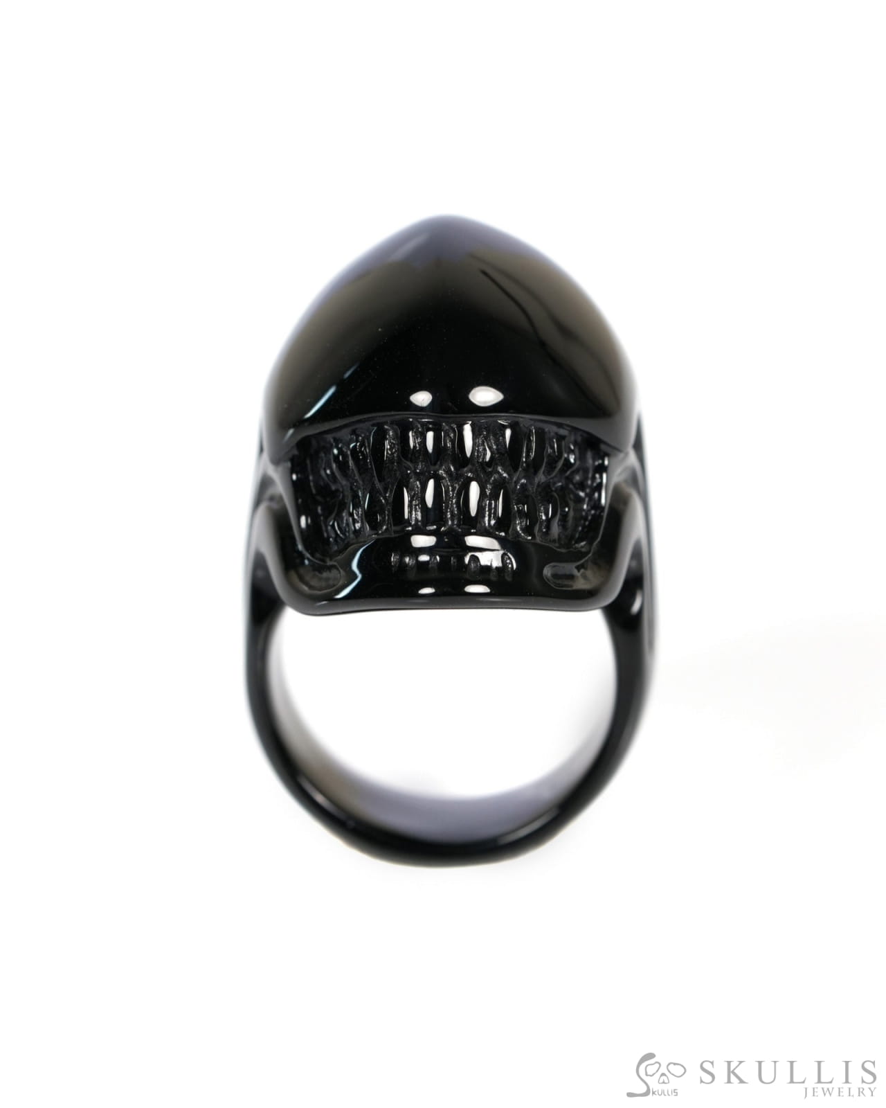 Inner Sight - Gem Skull Ring of Black Obsidian Carved Skull US size 9.5- ZR19900040 Skull Rings