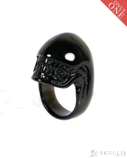 Inner Sight - Gem Skull Ring of Black Obsidian Carved Skull US size 9.5- ZR19900040 Skull Rings