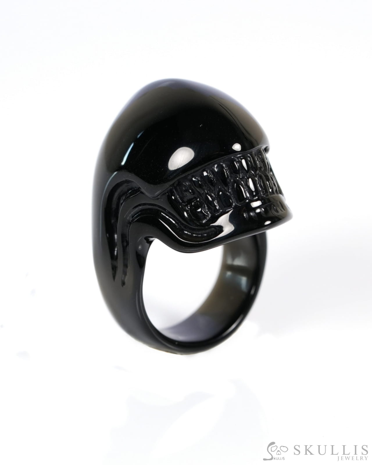 Inner Sight - Gem Skull Ring of Black Obsidian Carved Skull US size 9.5- ZR19900040 Skull Rings