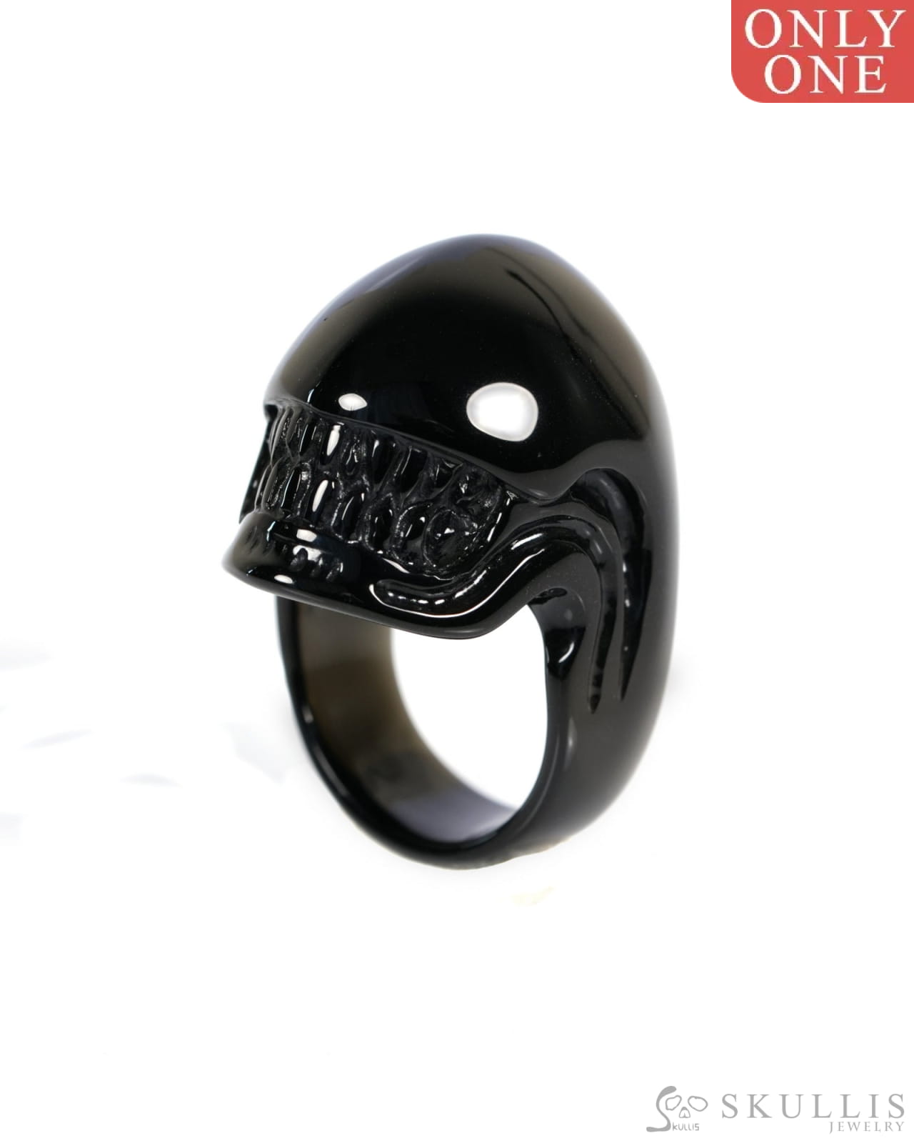 Inner Sight - Gem Skull Ring of Black Obsidian Carved Skull US size 9.5- ZR19900040 Skull Rings