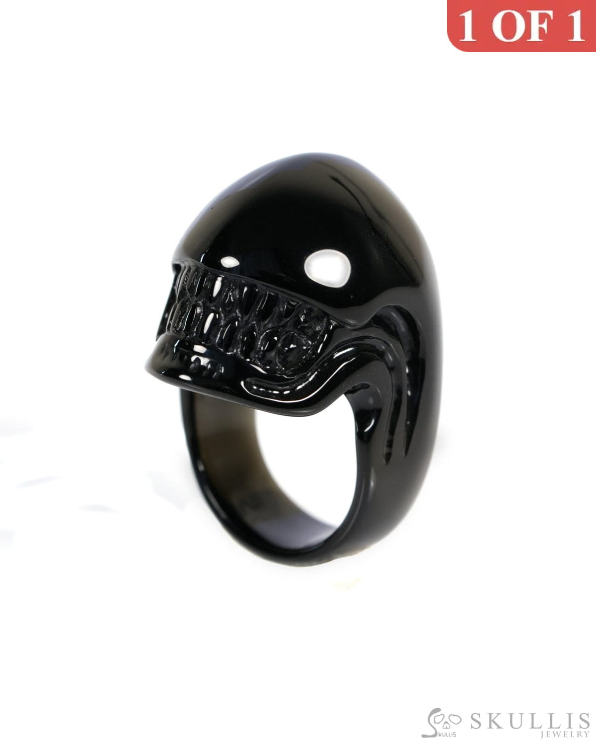 Inner Sight - Gem Skull Ring of Black Obsidian Carved Skull US size 9.5- ZR19900040 Skull Rings