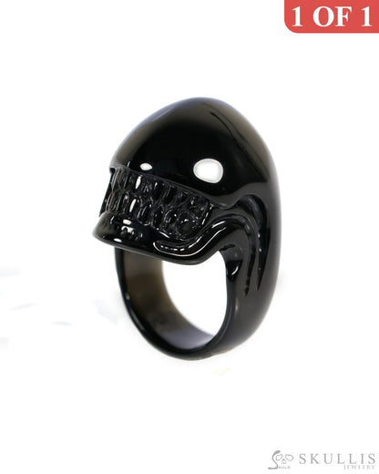 Inner Sight - Gem Skull Ring of Black Obsidian Carved Skull US size 9.5- ZR19900040 Skull Rings