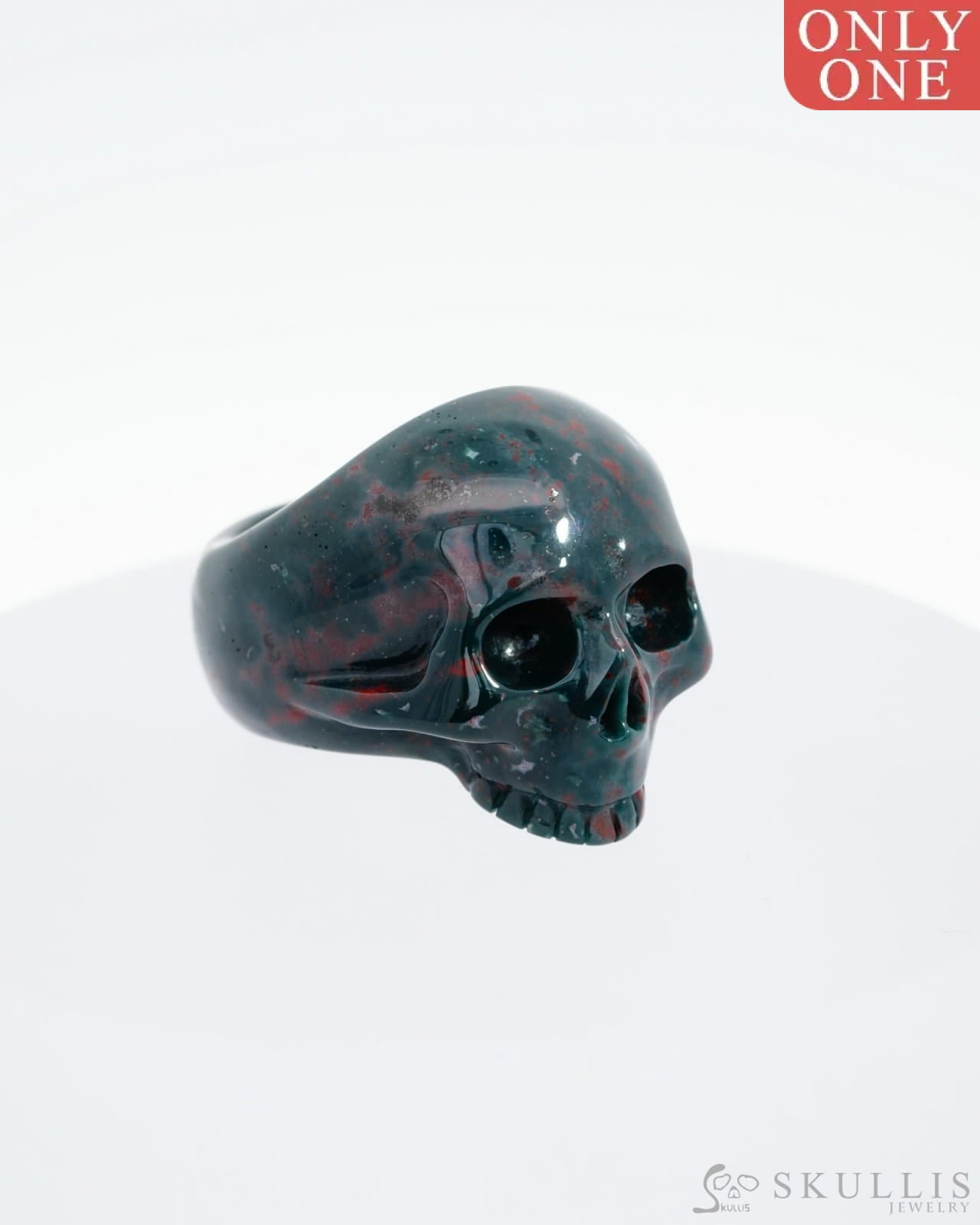 Gem Skull Ring Of Bloodstone Carved Us Size 9 - 9500128 Rings