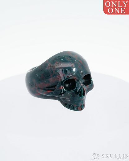 Gem Skull Ring Of Bloodstone Carved Us Size 9 - 9500128 Rings