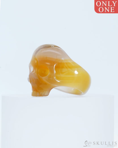 Gem Skull Ring Of Carnelian Carved Skull In 925 Sterling Silver - 9800138 Us Size (11) Skull Rings