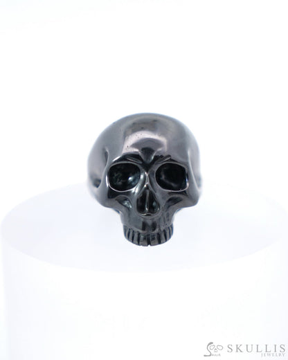 Gem Skull Ring of Hematite Carved Skull US Size 8- 9500188 Skull Rings