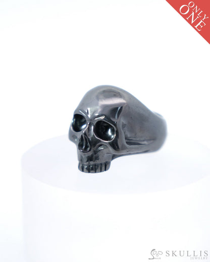 Gem Skull Ring of Hematite Carved Skull US Size 8- 9500188 Skull Rings