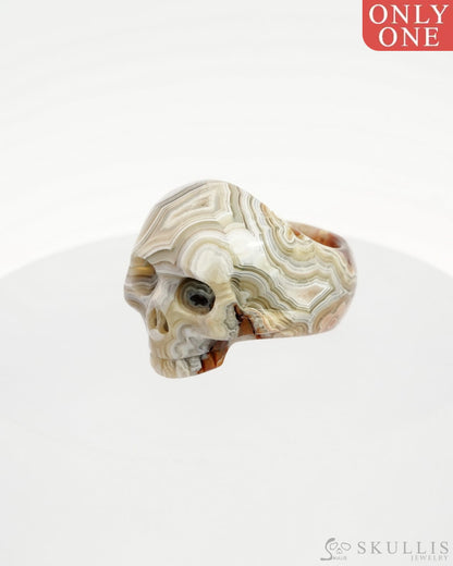 Gem Skull Ring Of Red Crazy Lace Agate Carved Us Size 11 - 9500125 Rings