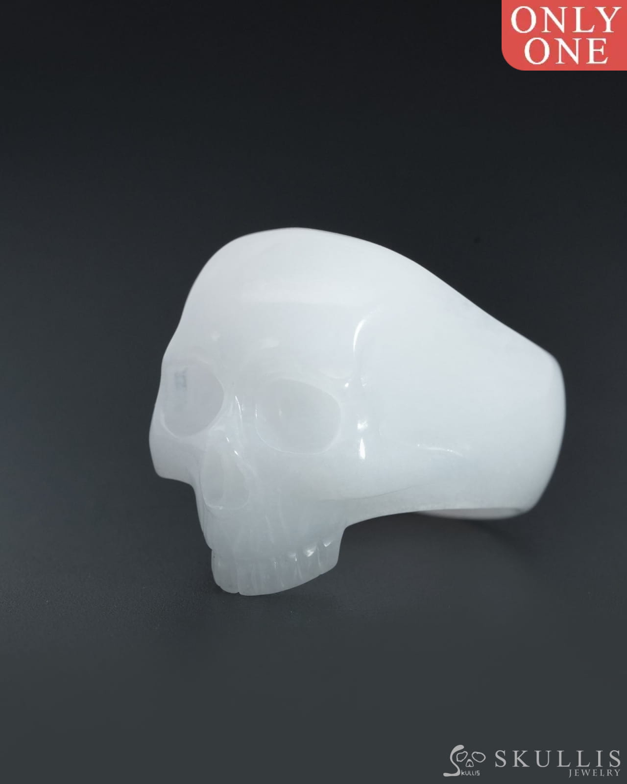 Gem Skull Ring Of White Jade Carved Totally Us Size 10 - 9800139 Rings