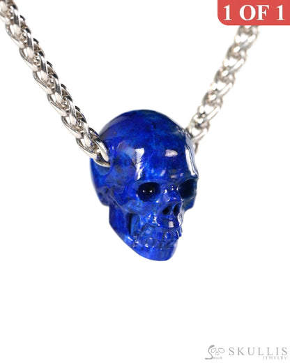Minimalist Skull Pendant - 0.6’’ Lapis Lazuli Gem Skull Pendant or Necklace Hand Carved for Women & Men - 9900512