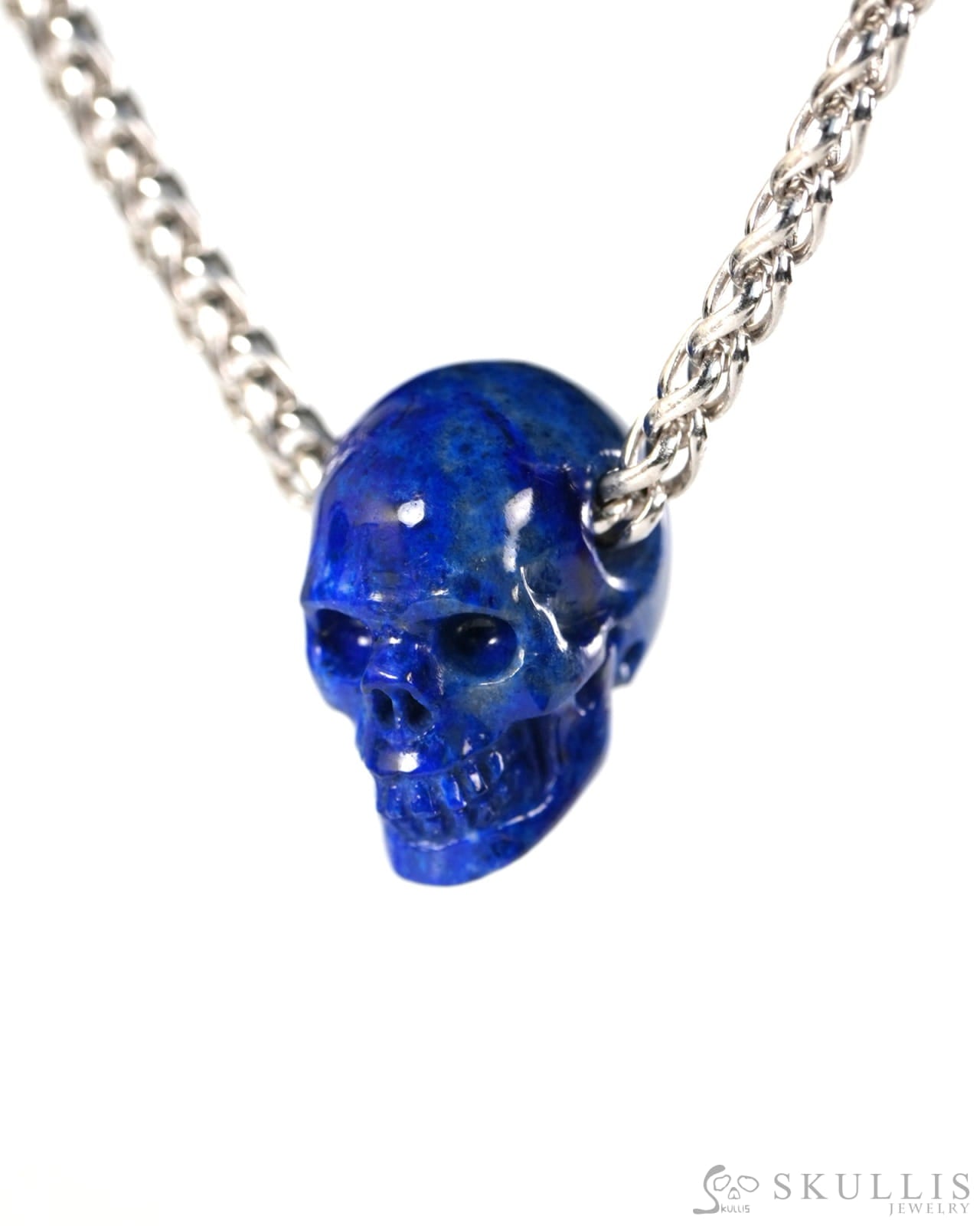 Minimalist Skull Pendant - 0.6’’ Lapis Lazuli Gem Skull Pendant or Necklace Hand Carved for Women & Men - 9900512