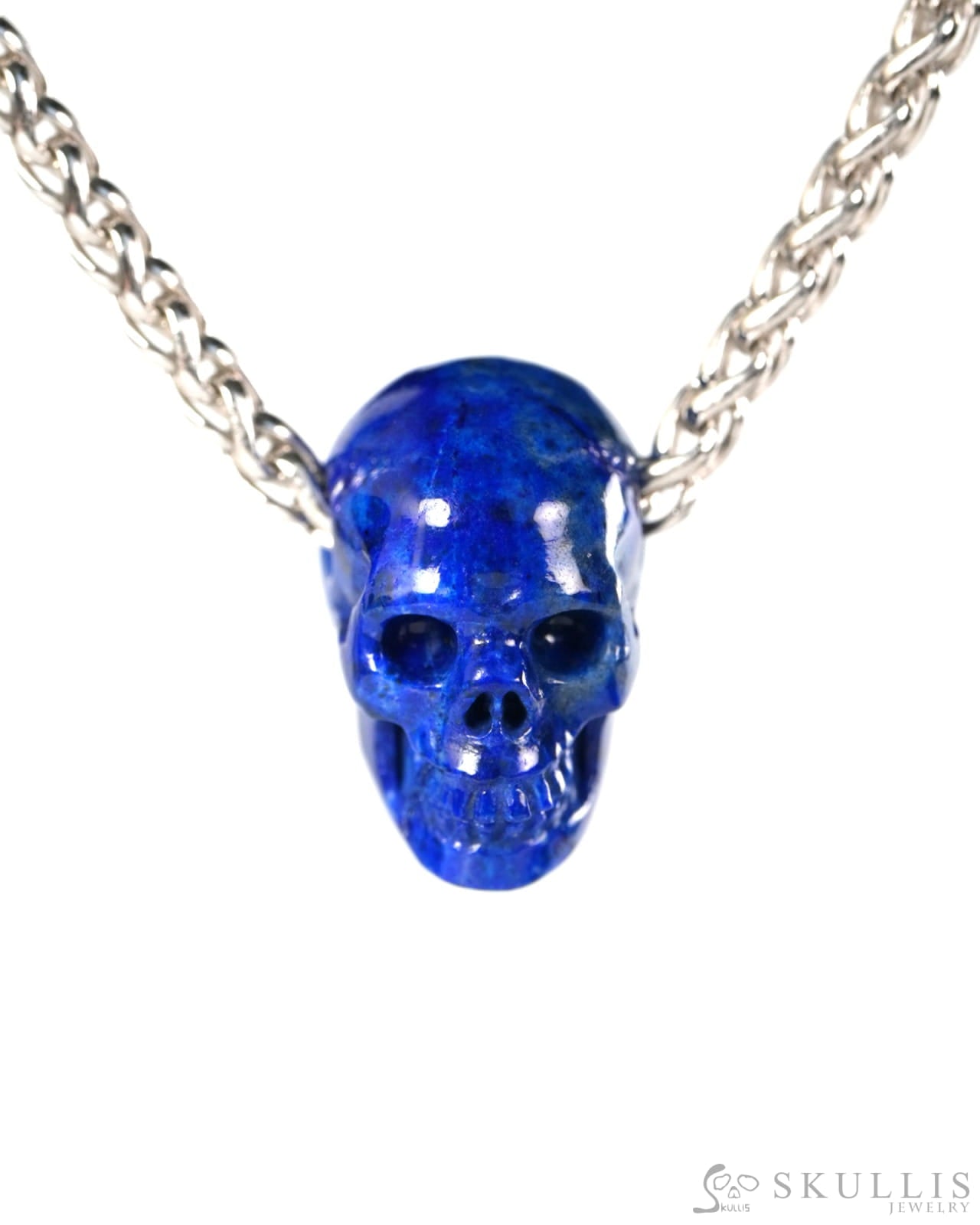 Minimalist Skull Pendant - 0.6’’ Lapis Lazuli Gem Skull Pendant or Necklace Hand Carved for Women & Men - 9900512