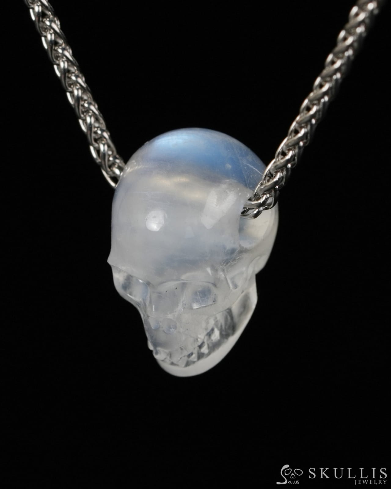 Minimalist Skull Pendant - 0.6’’ Moonstone Gem Skull Pendant or Necklace Hand Carved for Women & Men - 9900510 - Skull
