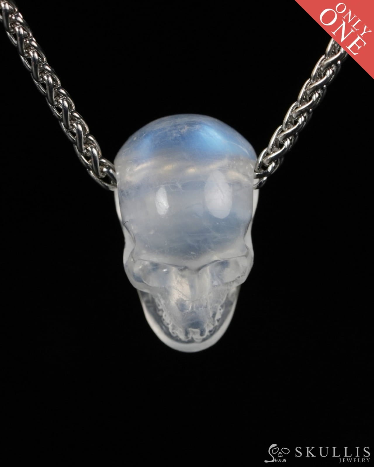 Minimalist Skull Pendant - 0.6’’ Moonstone Gem Skull Pendant or Necklace Hand Carved for Women & Men - 9900510 - Skull