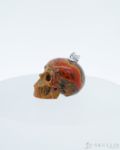 Gem Skull Pendant Necklace of Empire Red Agate Carved Skull with Silver Bail in Sterling Silver -0800047 Skull Pendants