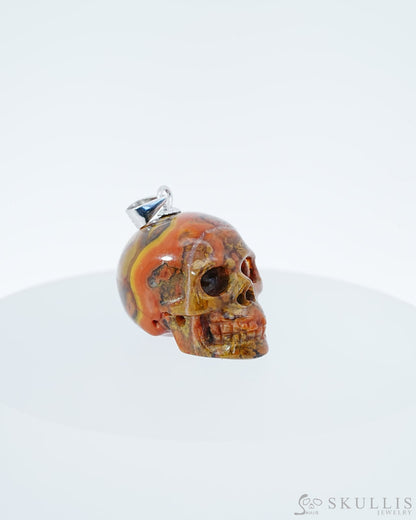 Gem Skull Pendant Necklace of Empire Red Agate Carved Skull with Silver Bail in Sterling Silver -0800047 Skull Pendants