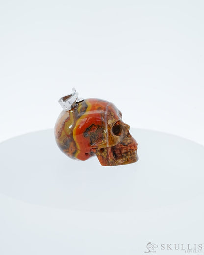 Gem Skull Pendant Necklace of Empire Red Agate Carved Skull with Silver Bail in Sterling Silver -0800047 Skull Pendants