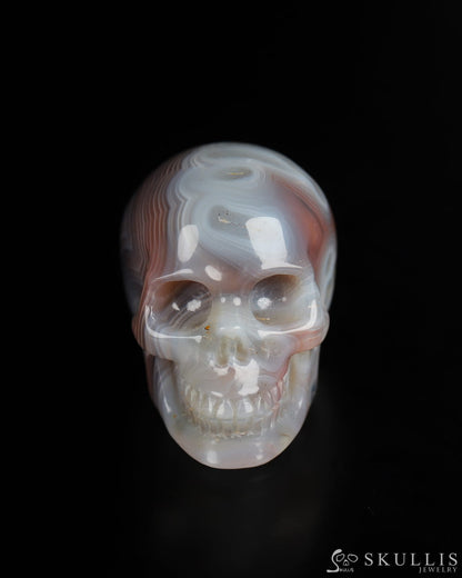 1.3’’ Mozambique Agate Carved Gem Skull Skullis Realistic - 9800187 Tiny Gemstone Skull