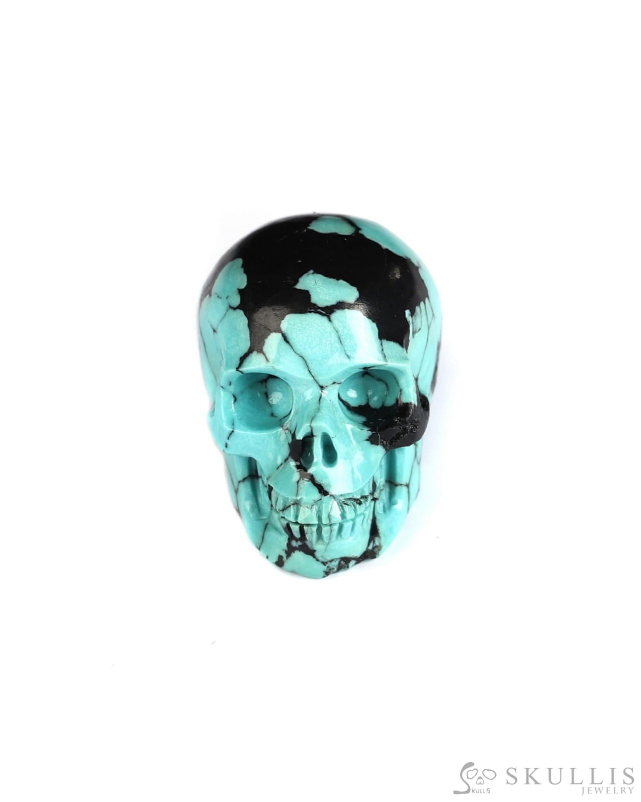 Nice 1.1’’ Turquoise Carved Gem Skull Skullis Realistic - 0500067 Tiny Gemstone Skull