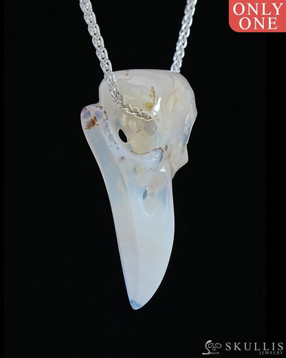 Gem Raven Skull Pendant Necklace Of Agate Crystal - 9800175 Pendants