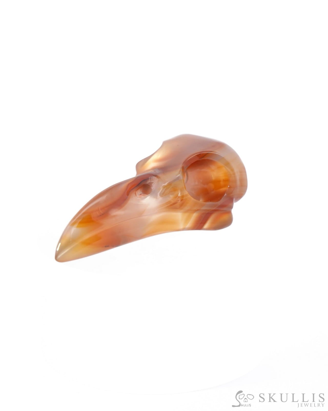 Night Pathfinder - Gem Raven Skull Pendant Necklace of Carnelian Carved Raven Skull - ZR19500186 - Skull Pendants