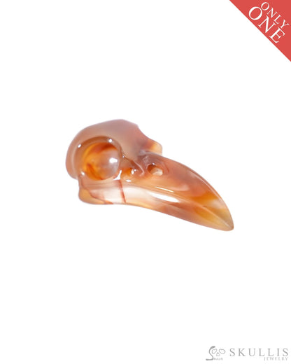 Night Pathfinder - Gem Raven Skull Pendant Necklace of Carnelian Carved Raven Skull - ZR19500186 - Skull Pendants