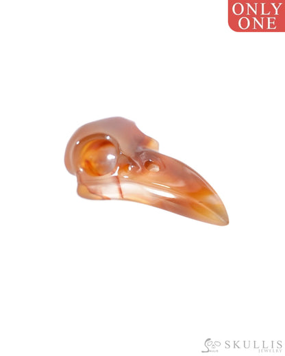 Night Pathfinder - Gem Raven Skull Pendant Necklace of Carnelian Carved Raven Skull - ZR19500186 - Skull Pendants