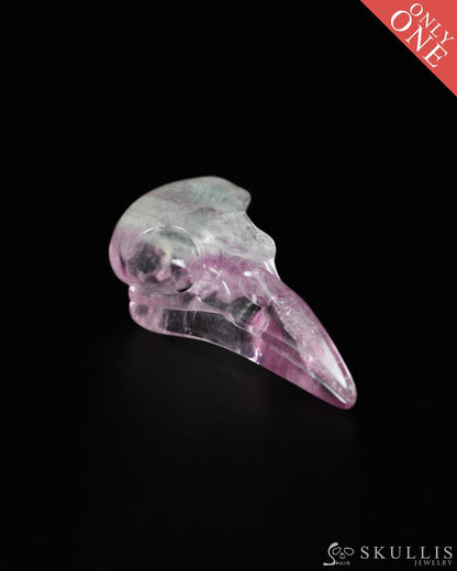 Night Pathfinder - Gem Raven Skull Pendant Necklace of Fluorite Carved Raven Skull - 9900518 - Skull Pendants