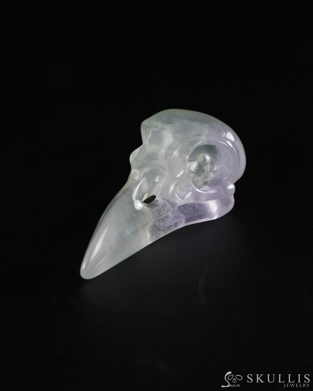 Night Pathfinder - Gem Raven Skull Pendant Necklace of Fluorite Carved Raven Skull - 9900550 - Skull Pendants