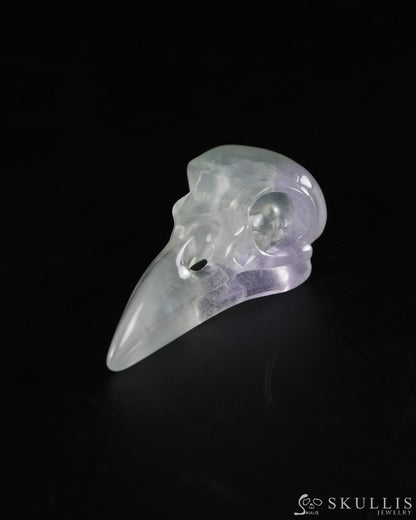 Night Pathfinder - Gem Raven Skull Pendant Necklace of Fluorite Carved Raven Skull - 9900550 - Skull Pendants