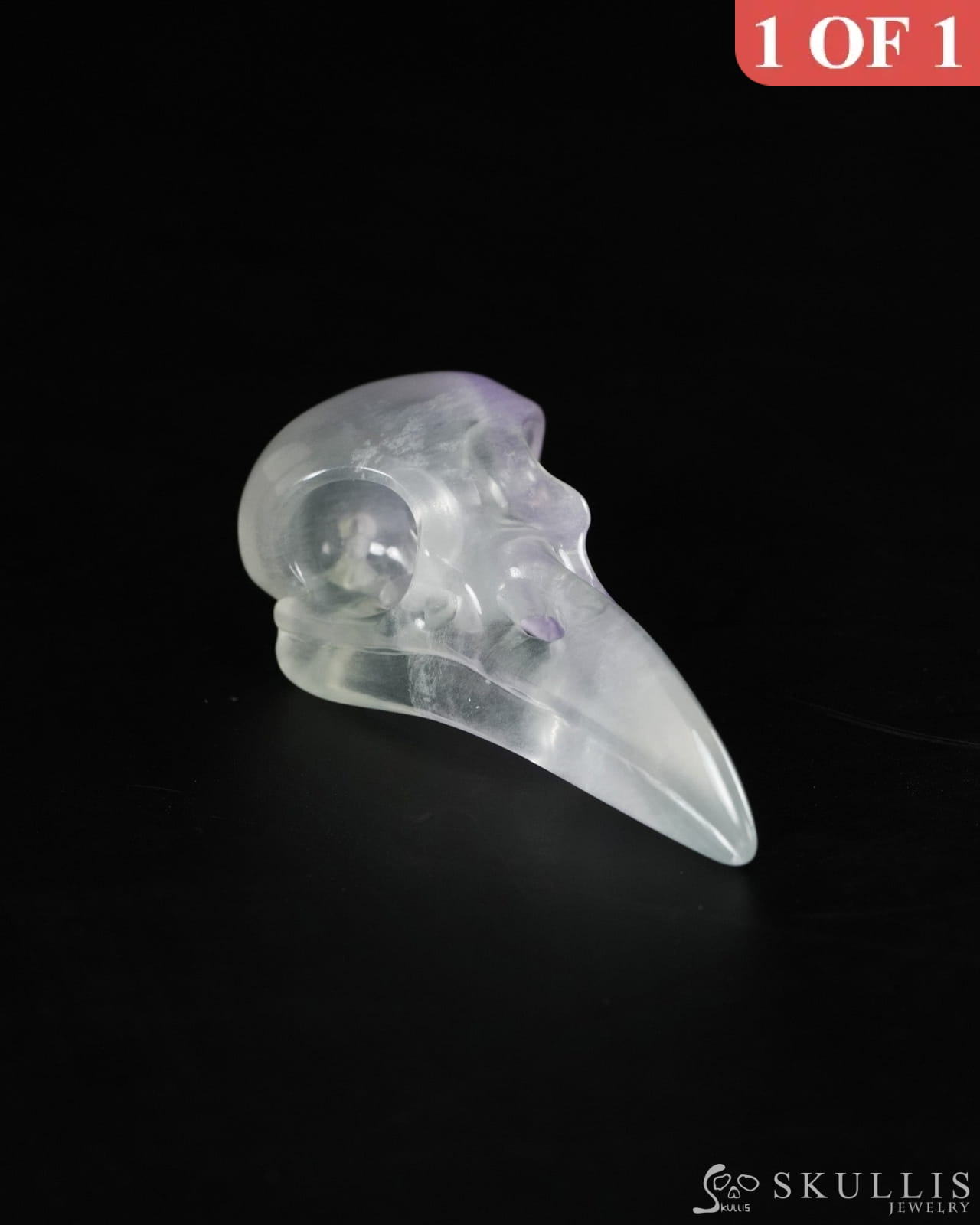 Night Pathfinder - Gem Raven Skull Pendant Necklace of Fluorite Carved Raven Skull - 9900550 - Skull Pendants