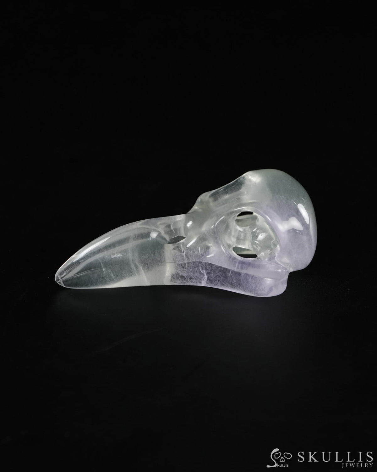 Night Pathfinder - Gem Raven Skull Pendant Necklace of Fluorite Carved Raven Skull - 9900550 - Skull Pendants