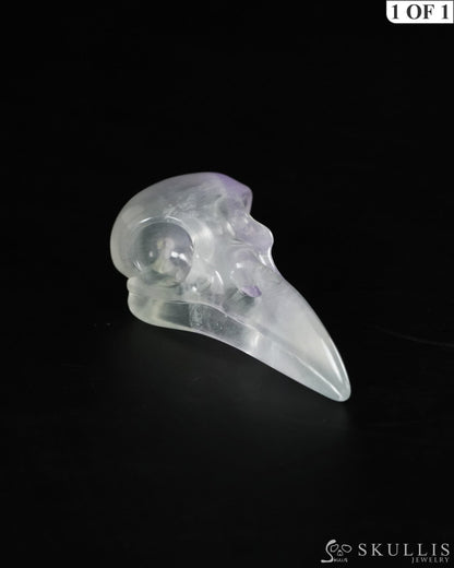 Night Pathfinder - Gem Raven Skull Pendant Necklace of Fluorite Carved Raven Skull - 9900550 - Skull Pendants