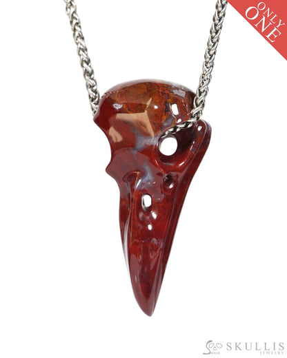 Gem Raven Skull Pendant Necklace of Indian Agate Crystal Raven Pendant - ZR19900159 - Skull Pendants