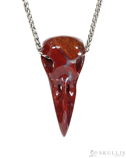 Gem Raven Skull Pendant Necklace of Indian Agate Crystal Raven Pendant - ZR19900159 - Skull Pendants