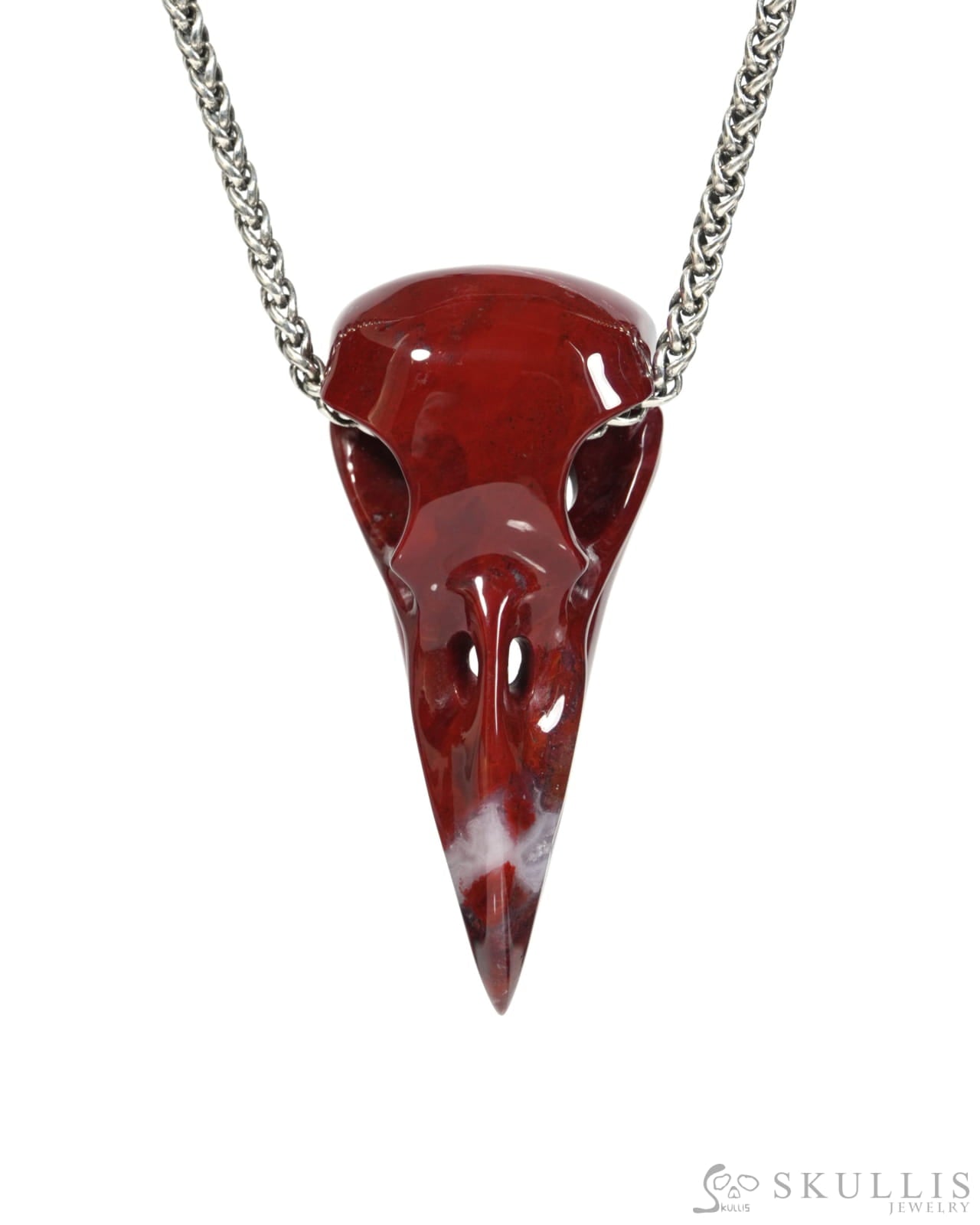 Gem Raven Skull Pendant Necklace of Indian Agate Crystal Raven Pendant - ZR19900160 Skull Pendants