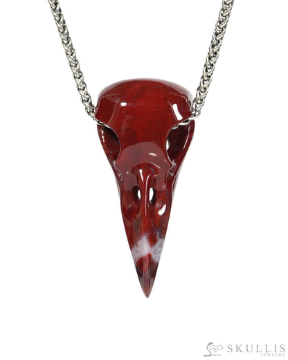 Gem Raven Skull Pendant Necklace of Indian Agate Crystal Raven Pendant - ZR19900160 Skull Pendants