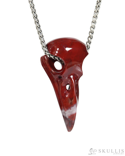 Gem Raven Skull Pendant Necklace of Indian Agate Crystal Raven Pendant - ZR19900160 Skull Pendants